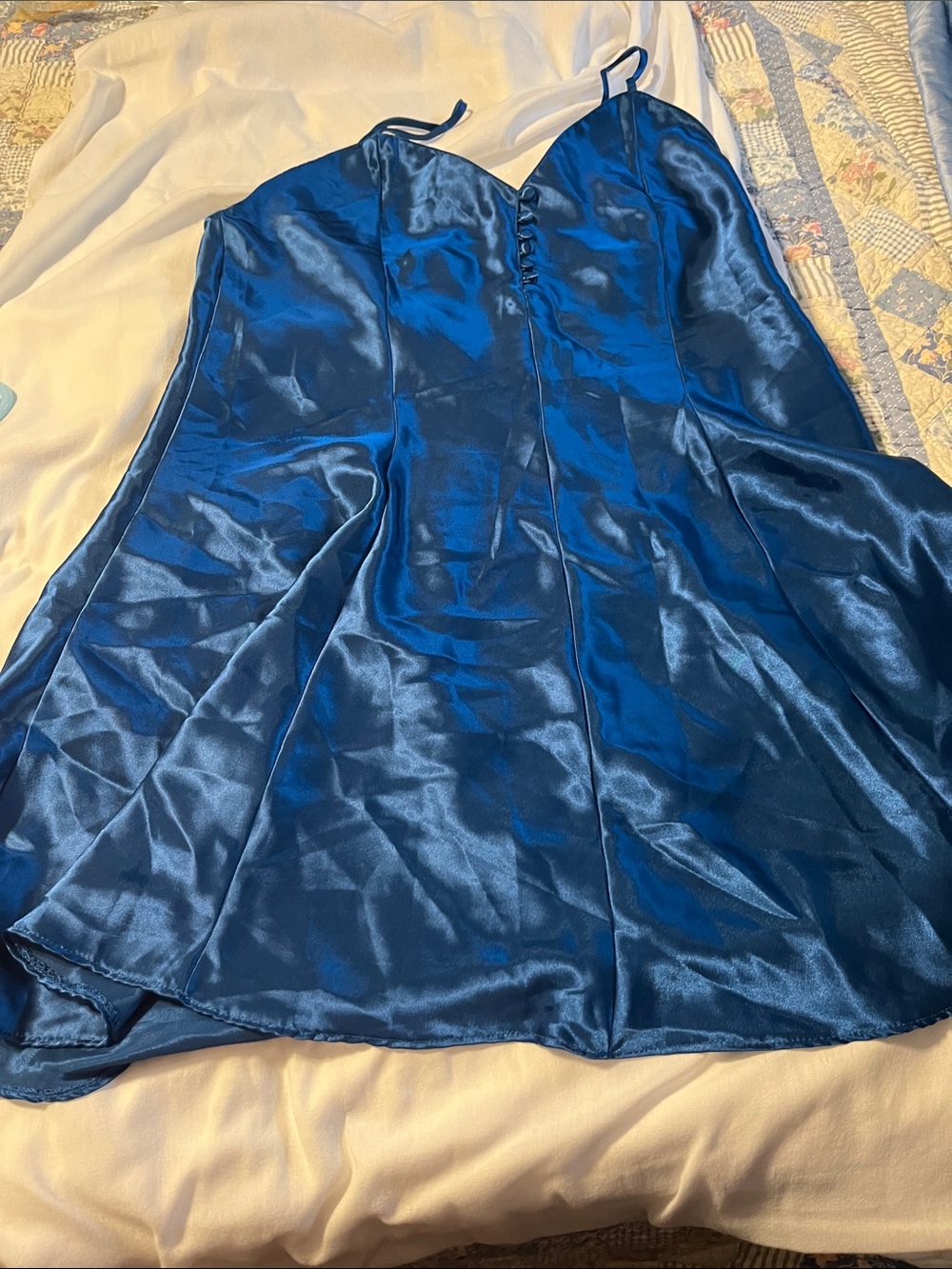 Satin Slip Chemise - Deep Blue